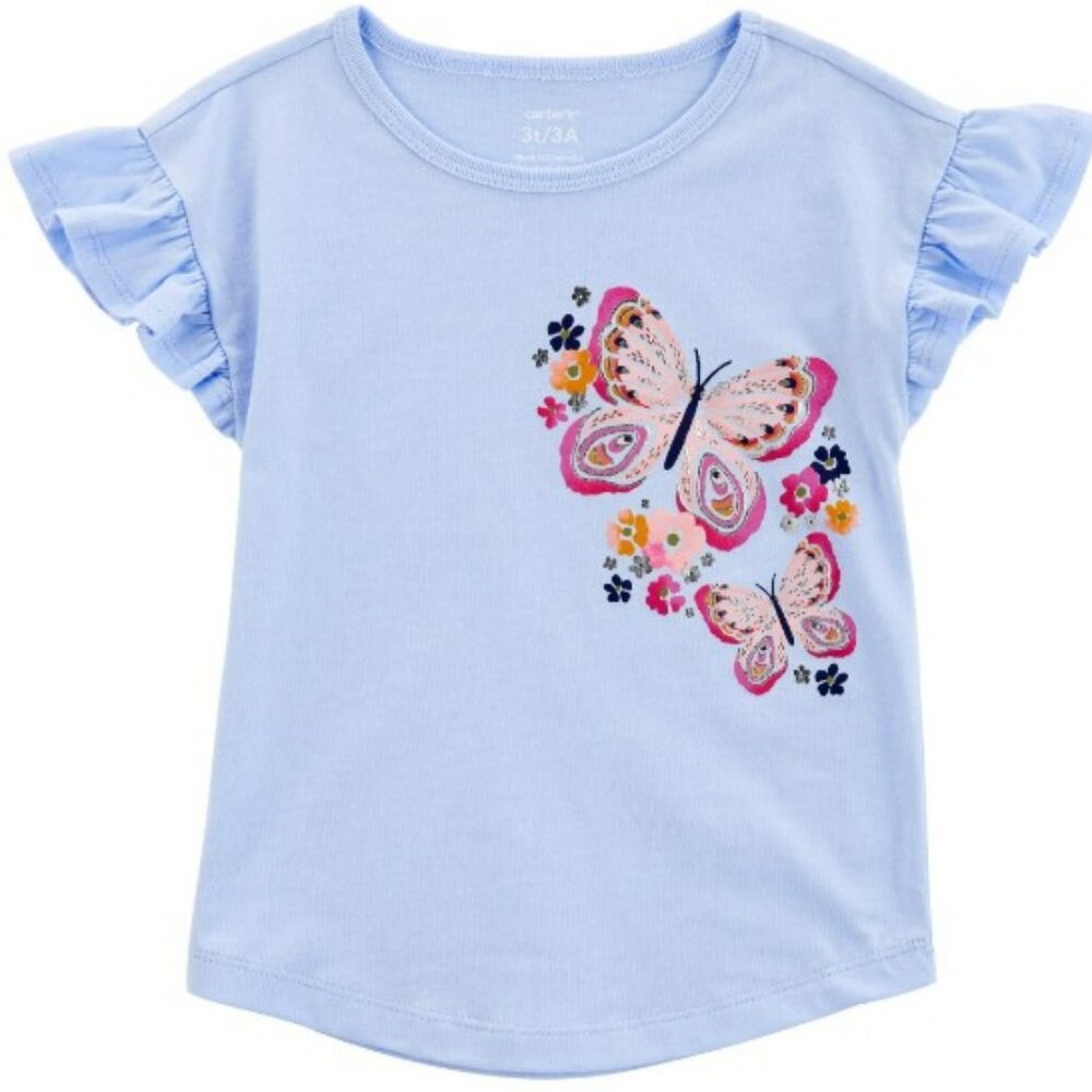 NWT. CARTER'S Baby Girls Butterfly Flutter Tee